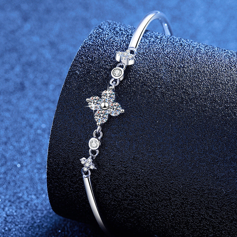 [Limara]CLOVER & TWIN-STAR MOISSANITE BRACELET