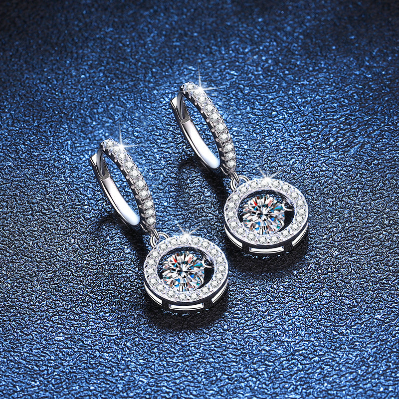 [Limara]DANCING MOISSANITE HALO DROP HOOP EARRINGS