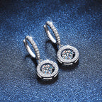[Limara]DANCING MOISSANITE HALO DROP HOOP EARRINGS