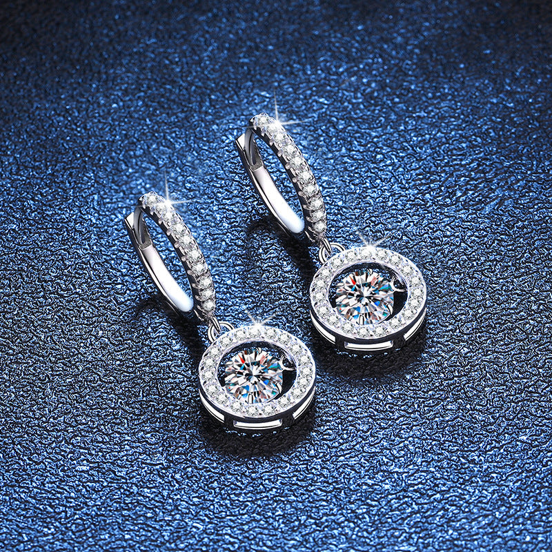 [Limara]DANCING MOISSANITE HALO DROP HOOP EARRINGS