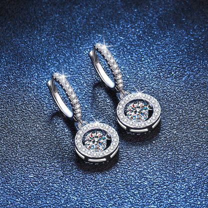 [Limara]DANCING MOISSANITE HALO DROP HOOP EARRINGS