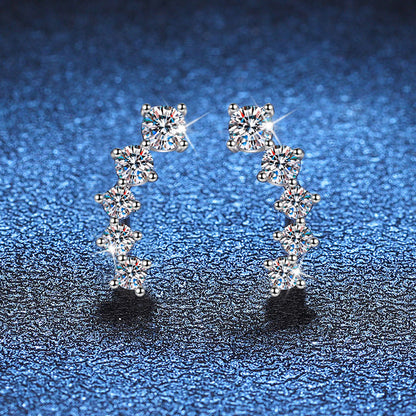 [Limara]SPARKLING SMILE ARC MOISSANITE STUD EARRINGS