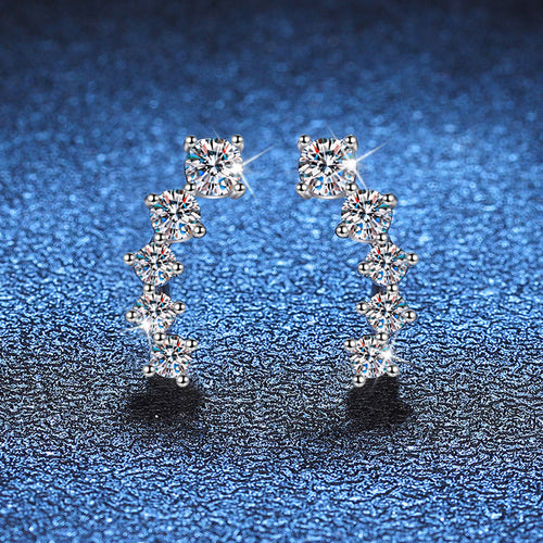 [Limara]SPARKLING SMILE ARC MOISSANITE STUD EARRINGS