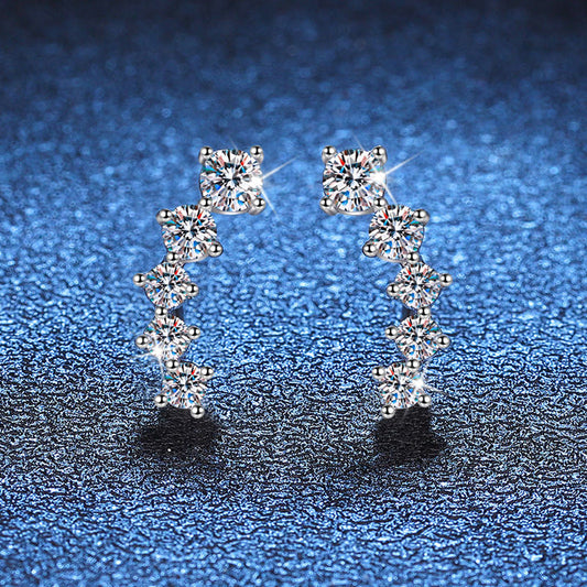 [Limara]SPARKLING SMILE ARC MOISSANITE STUD EARRINGS