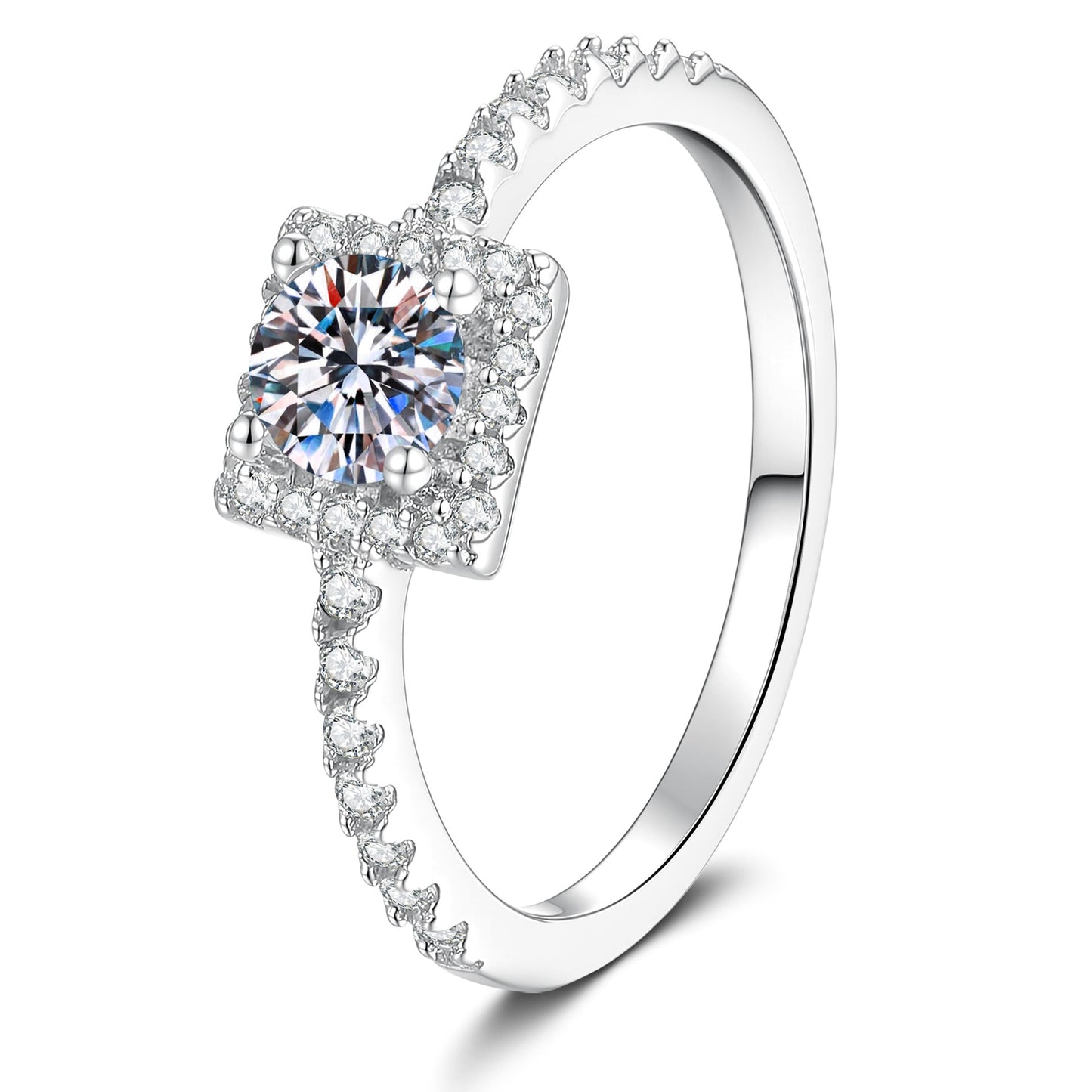 [Limara]DAINTY SUGAR-CUBE MOISSANITE RING