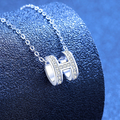 [Limara]FULL-PAVE "H" MOISSANITE PENDANT NECKLACE