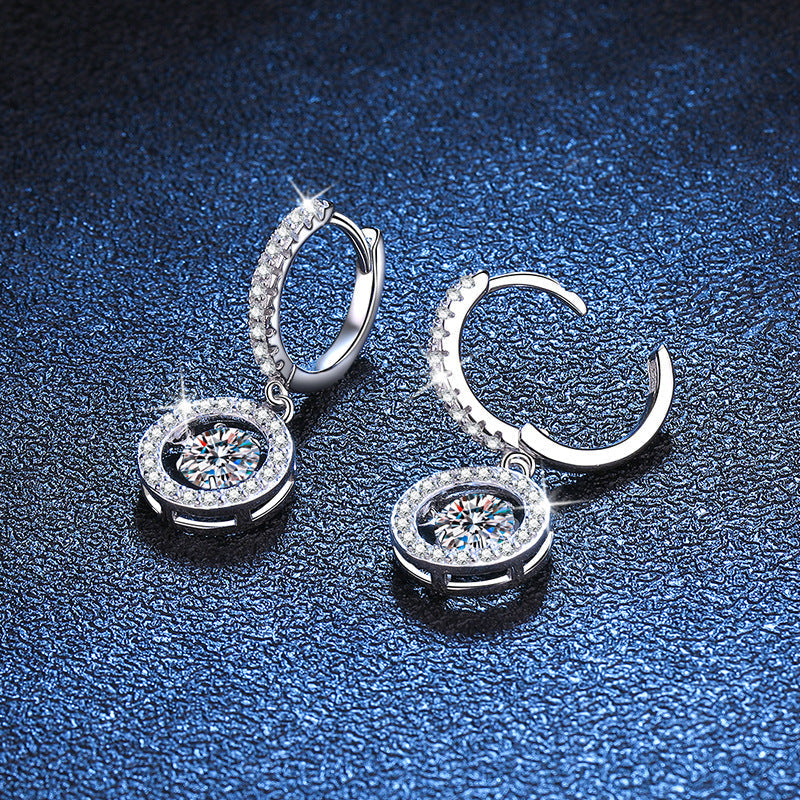 [Limara]DANCING MOISSANITE HALO DROP HOOP EARRINGS