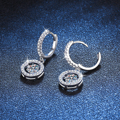 [Limara]DANCING MOISSANITE HALO DROP HOOP EARRINGS