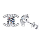 [Limara]CHIC INTERLOCKING DOUBLE-C MOISSANITE STUD EARRINGS