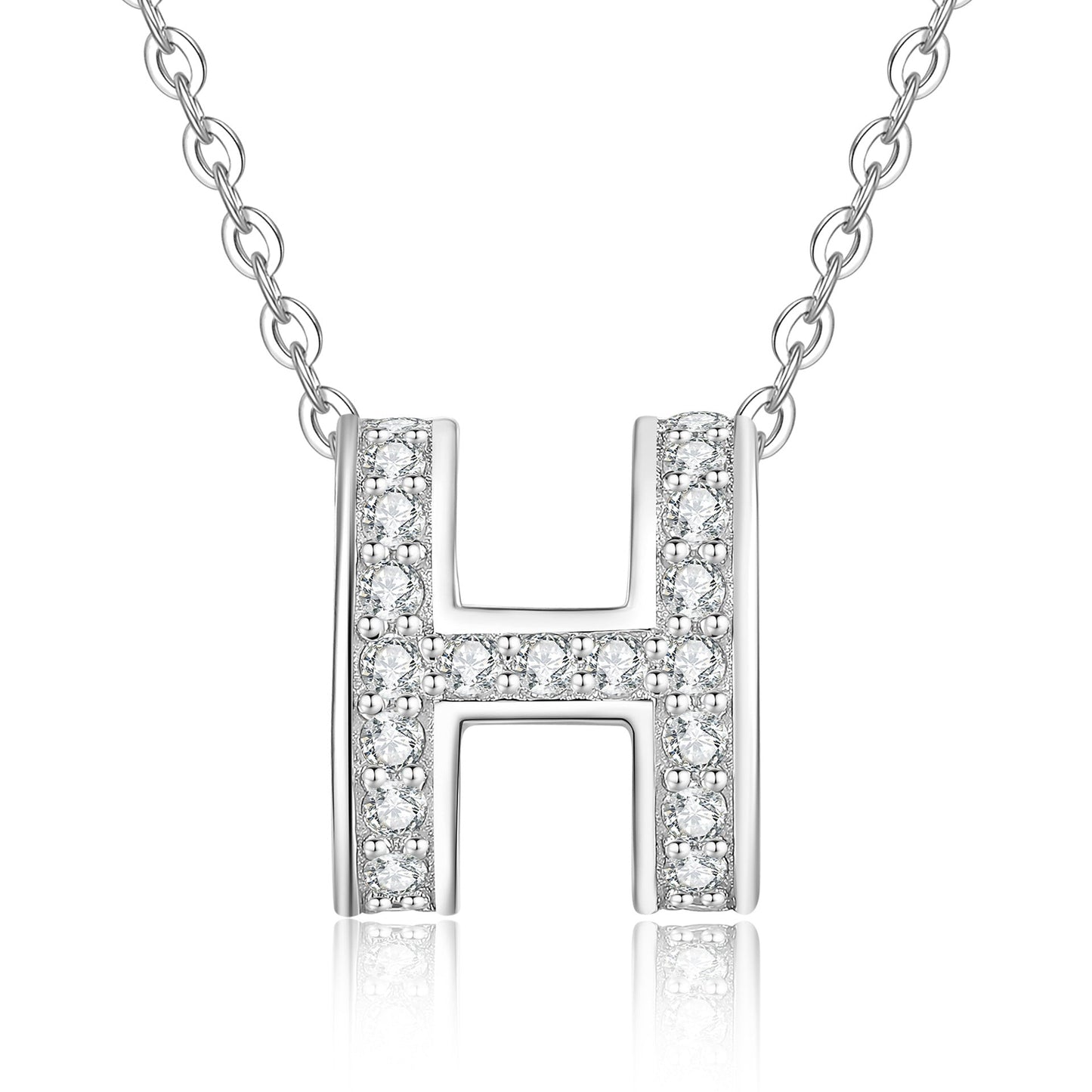 [Limara]FULL-PAVE "H" MOISSANITE PENDANT NECKLACE