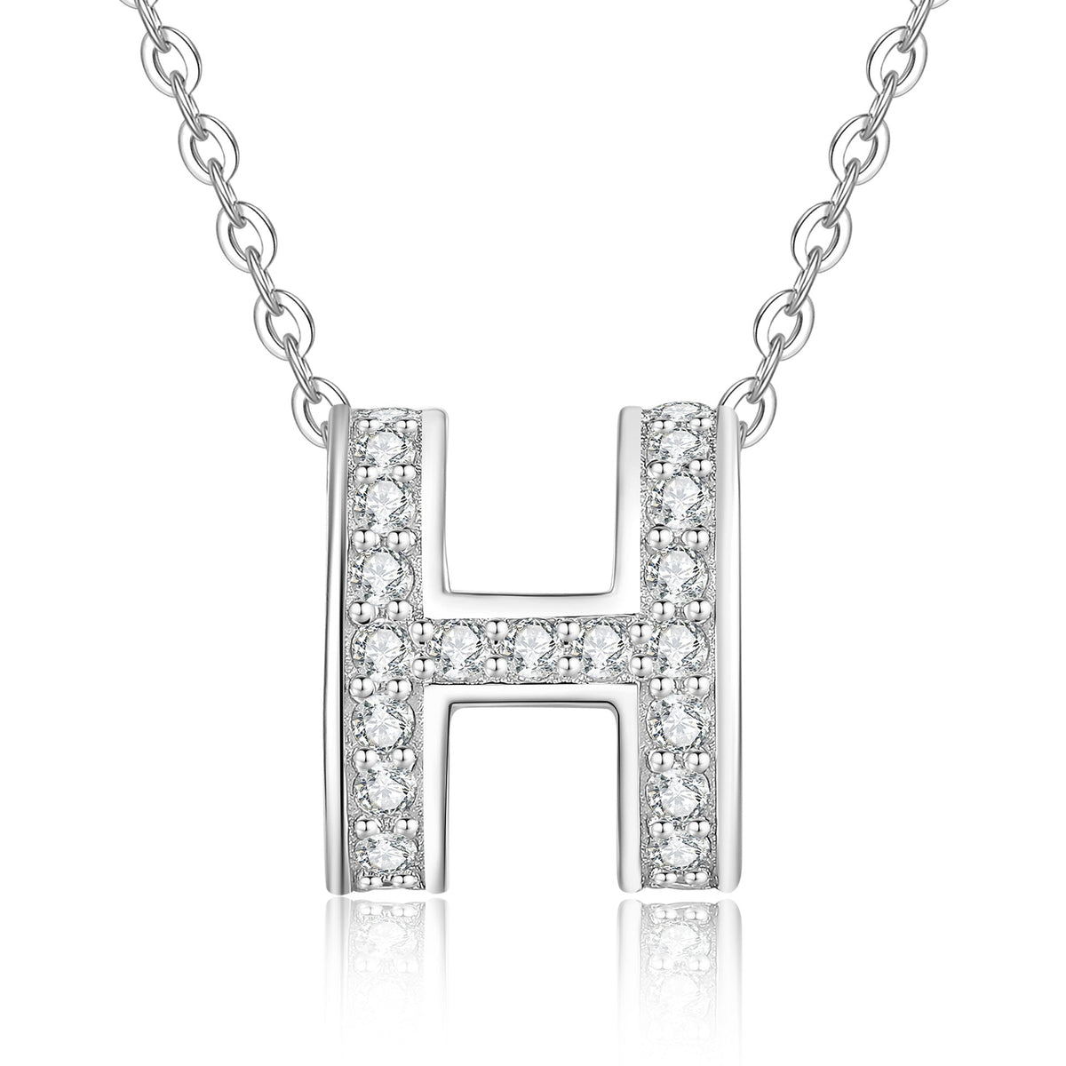 [Limara]FULL-PAVE "H" MOISSANITE PENDANT NECKLACE