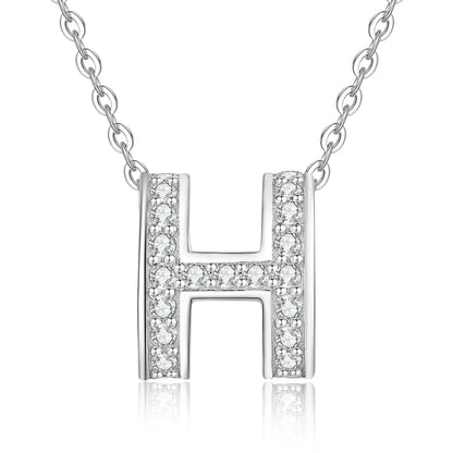 [Limara]FULL-PAVE "H" MOISSANITE PENDANT NECKLACE