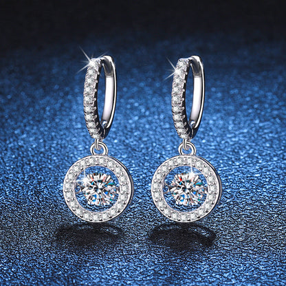[Limara]DANCING MOISSANITE HALO DROP HOOP EARRINGS