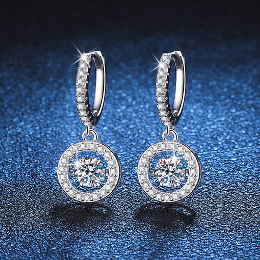 [Limara]DANCING MOISSANITE HALO DROP HOOP EARRINGS