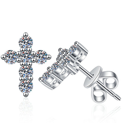 [Limara]SPARKLING CROSS MOISSANITE STUD EARRINGS