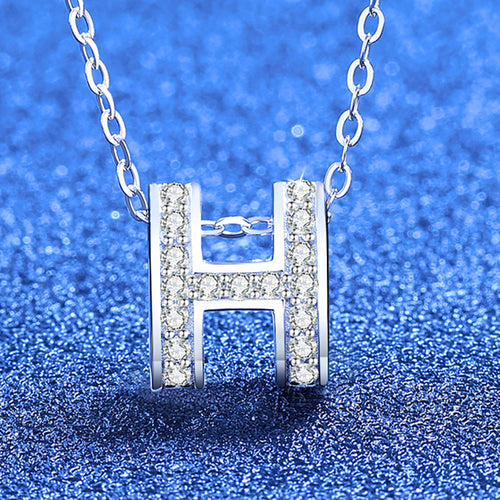[Limara]FULL-PAVE "H" MOISSANITE PENDANT NECKLACE