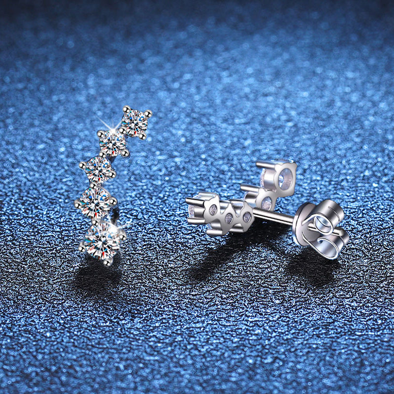 [Limara]SPARKLING SMILE ARC MOISSANITE STUD EARRINGS