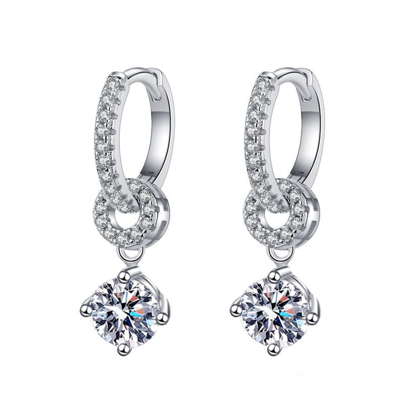 [Limara]INTERLOCKING DOUBLE RING MOISSANITE DROP EARRINGS