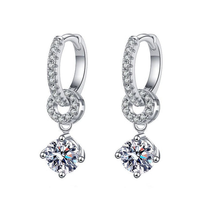 [Limara]INTERLOCKING DOUBLE RING MOISSANITE DROP EARRINGS