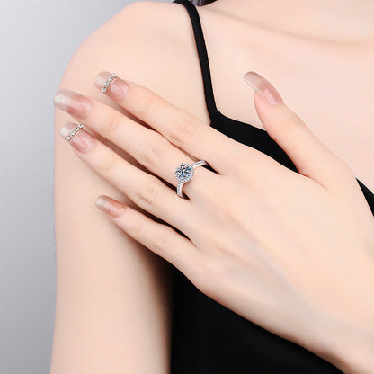 [Limara]RADIANT ROUND HALO MOISSANITE ENGAGEMENT RING