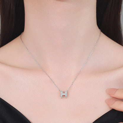 [Limara]FULL-PAVE "H" MOISSANITE PENDANT NECKLACE