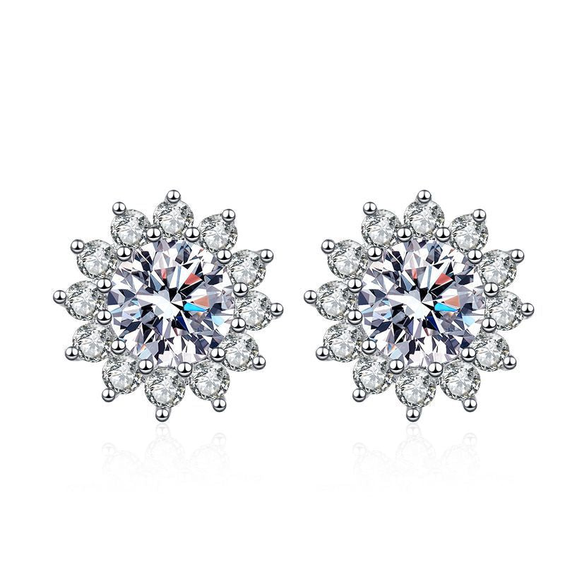 [Limara]BLOOMING SUNFLOWER MOISSANITE STUD EARRINGS