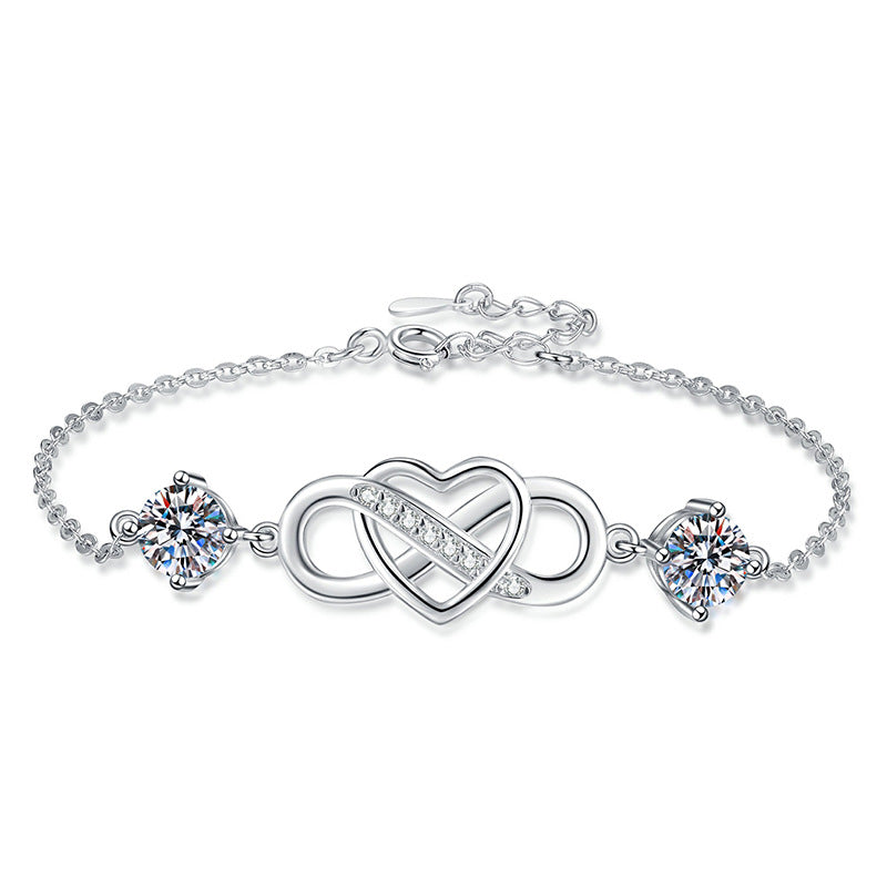[Limara]DOUBLE-STONE "LOVE LINK" MOISSANITE BRACELET