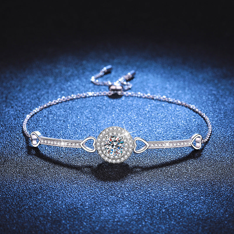 [Limara]INTERLOCKING HEART & CIRCLE MOISSANITE BRACELET