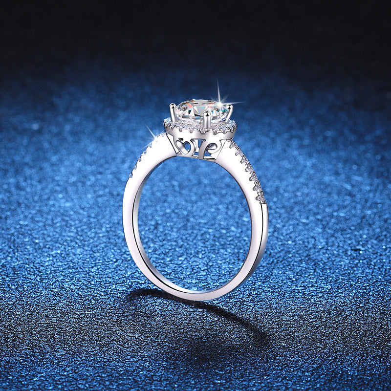[Limara]RADIANT ROUND HALO MOISSANITE ENGAGEMENT RING