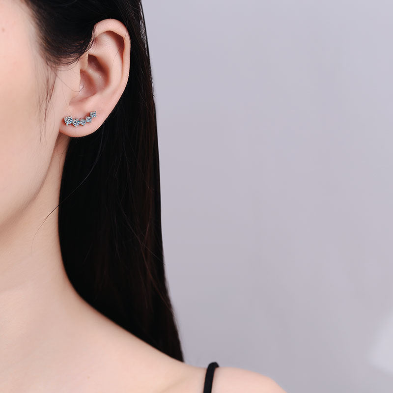 [Limara]SPARKLING SMILE ARC MOISSANITE STUD EARRINGS