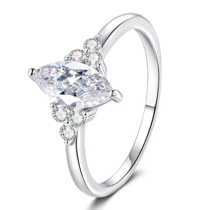 [Limara]ELEGANT MARQUISE CUT MOISSANITE RING WITH SIDE ACCENTS
