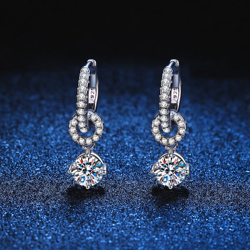 [Limara]INTERLOCKING DOUBLE RING MOISSANITE DROP EARRINGS