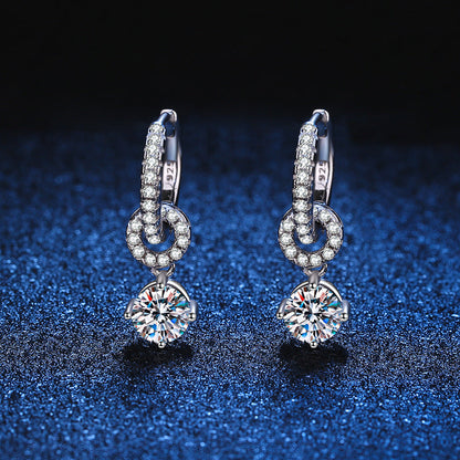 [Limara]INTERLOCKING DOUBLE RING MOISSANITE DROP EARRINGS