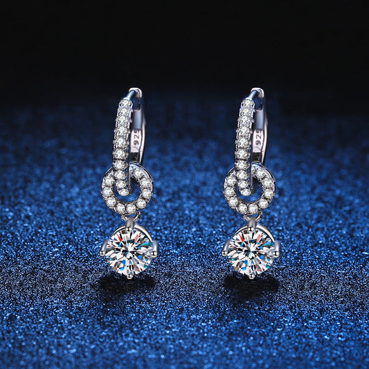 [Limara]INTERLOCKING DOUBLE RING MOISSANITE DROP EARRINGS
