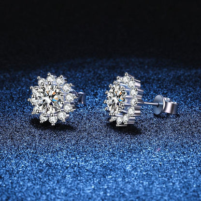 [Limara]BLOOMING SUNFLOWER MOISSANITE STUD EARRINGS