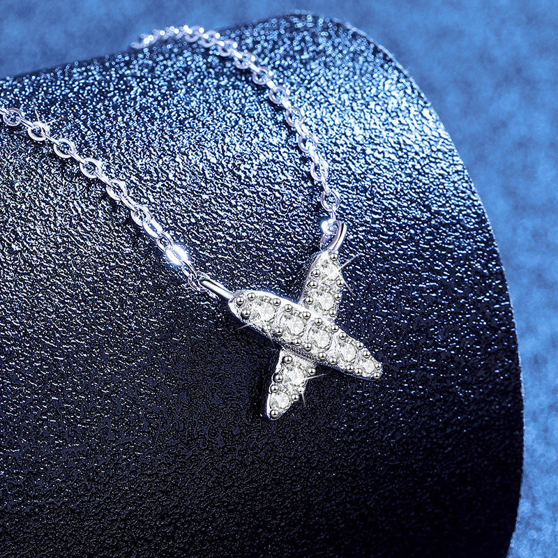 [Limara]MODERN X-SHAPE PAVÉ MOISSANITE NECKLACE