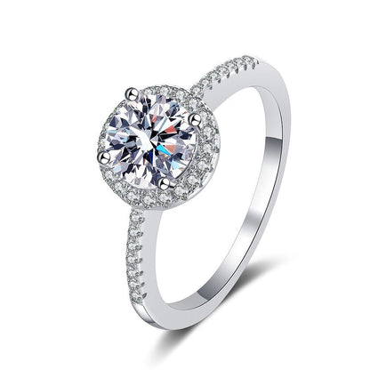 [Limara]RADIANT ROUND HALO MOISSANITE ENGAGEMENT RING