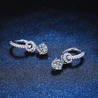 [Limara]INTERLOCKING DOUBLE RING MOISSANITE DROP EARRINGS