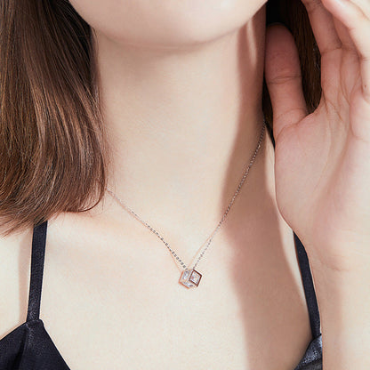 [Limara]GEOMETRIC SUGAR-CUBE MOISSANITE NECKLACE