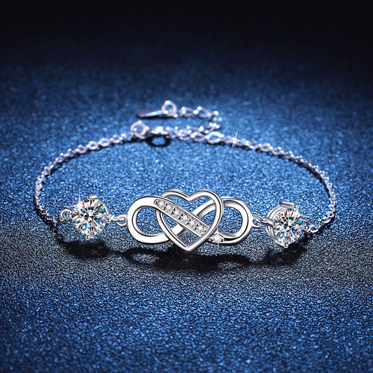[Limara]DOUBLE-STONE "LOVE LINK" MOISSANITE BRACELET