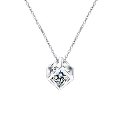 [Limara]GEOMETRIC SUGAR-CUBE MOISSANITE NECKLACE