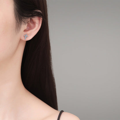 [Limara]SPARKLING CROSS MOISSANITE STUD EARRINGS