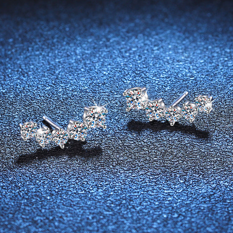[Limara]SPARKLING SMILE ARC MOISSANITE STUD EARRINGS