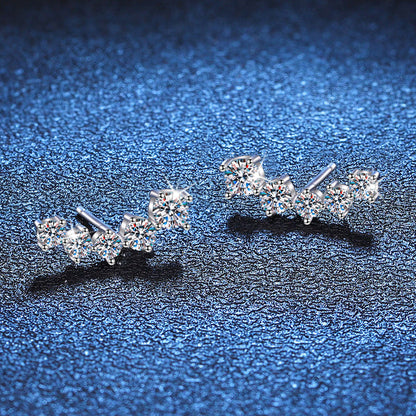 [Limara]SPARKLING SMILE ARC MOISSANITE STUD EARRINGS