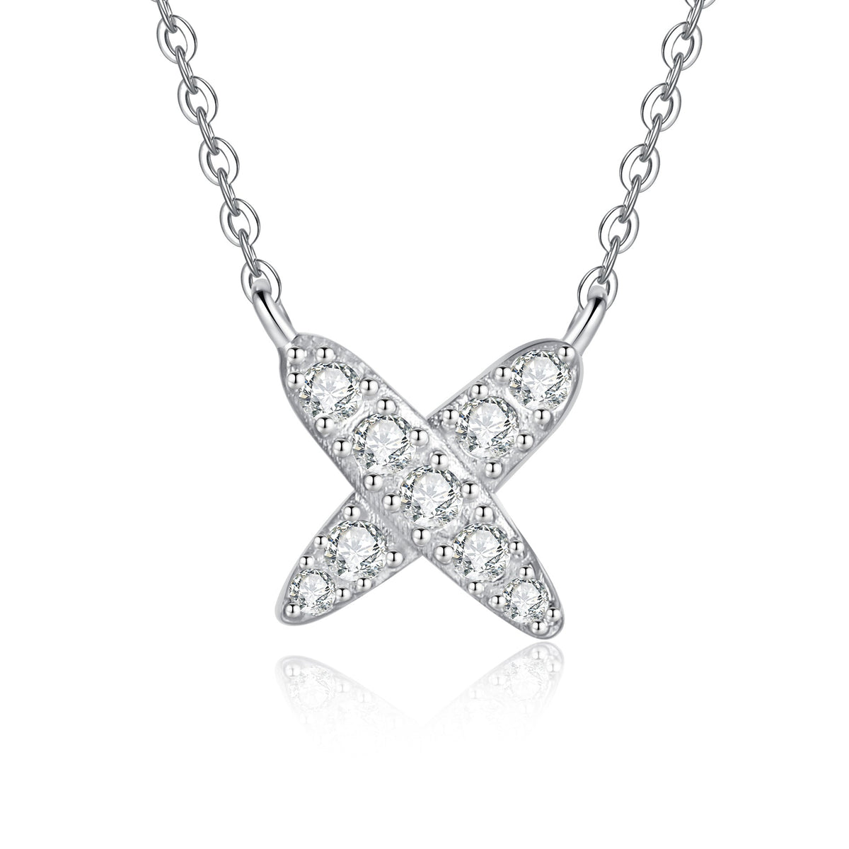 [Limara]MODERN X-SHAPE PAVÉ MOISSANITE NECKLACE