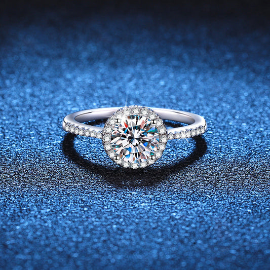 [Limara]RADIANT ROUND HALO MOISSANITE ENGAGEMENT RING