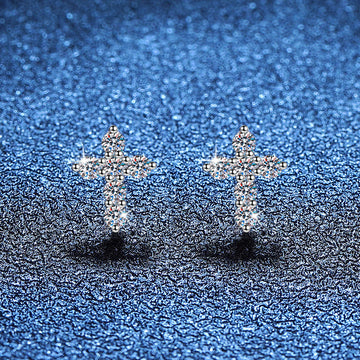 [Limara] SPARKLING CROSS MOISSANITE OHRSTECKER