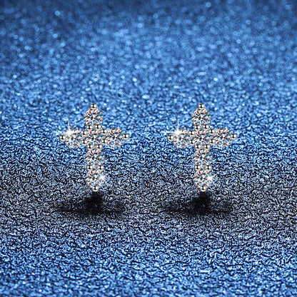 [Limara]SPARKLING CROSS MOISSANITE STUD EARRINGS