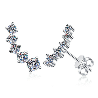 [Limara]SPARKLING SMILE ARC MOISSANITE STUD EARRINGS