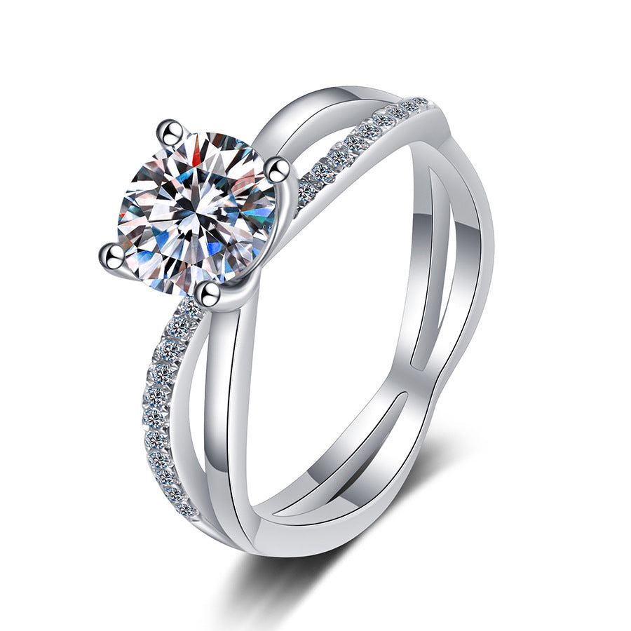 [Limara]ELEGANT 4-PRONG CROSSOVER MOISSANITE ENGAGEMENT RING